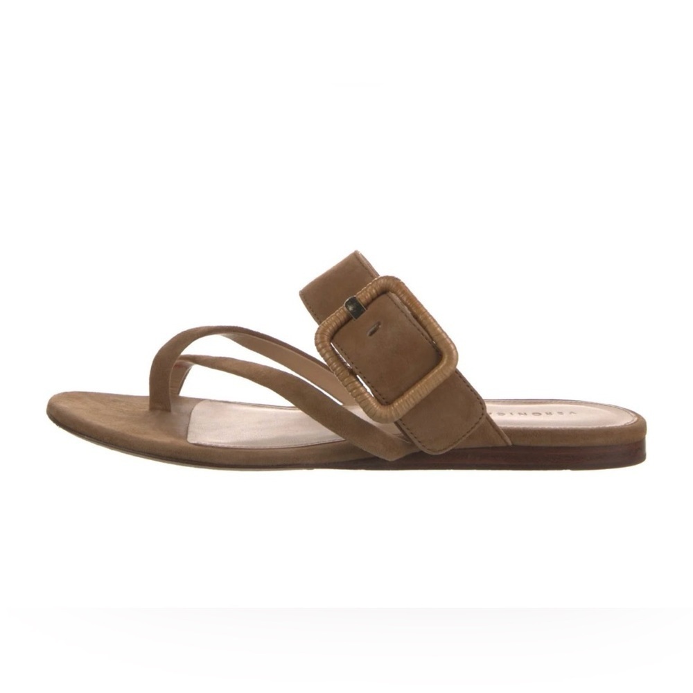 Veronica Beard Salva Raffia Buckle Suede flats - Picture 2 of 7